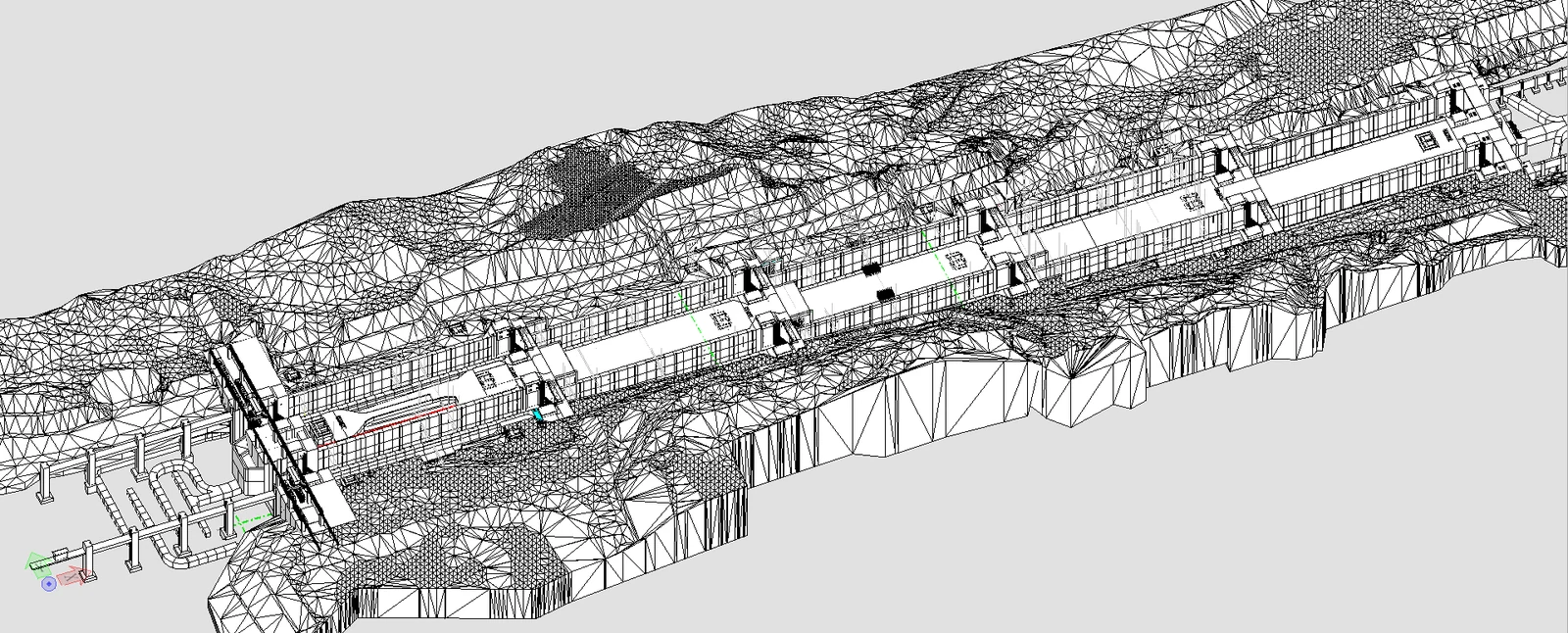 三峡船闸整体系统三维模型视图。